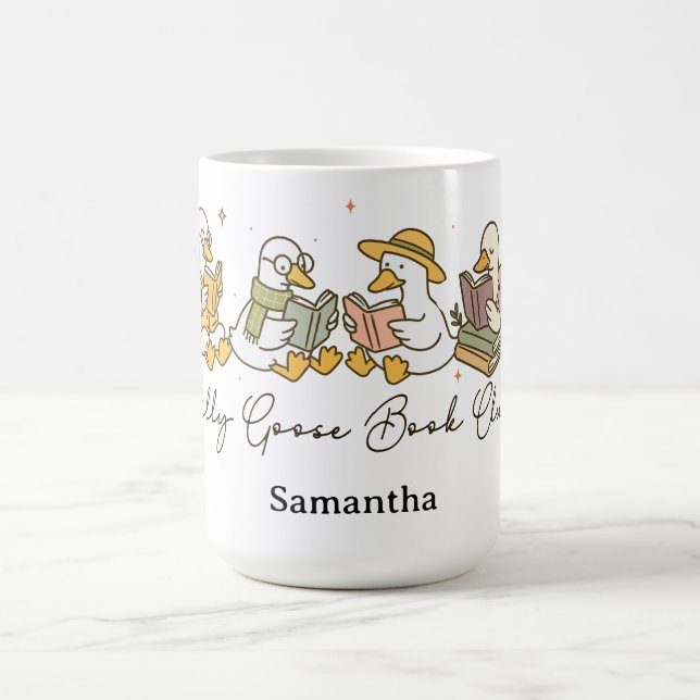 Silly Goose Book Club Reading Personalized Coffee Mug (Center)