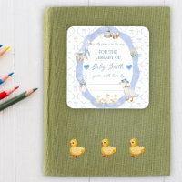 Silly Goose Bow Baby Boy Shower Book Plate