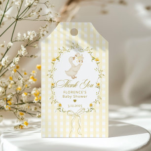 Silly Goose Bow Gingham Baby Shower Thank you Gift Tags