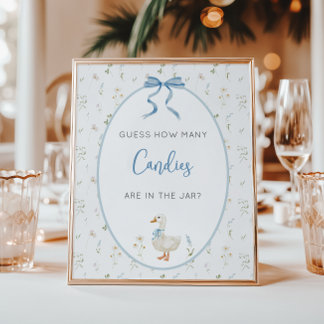 Silly Goose Boy Baby Shower Candy Guessing Game  Poster