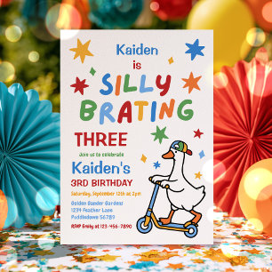 Silly Goose Boy Colourful 3rd Birthday Party  Invitation