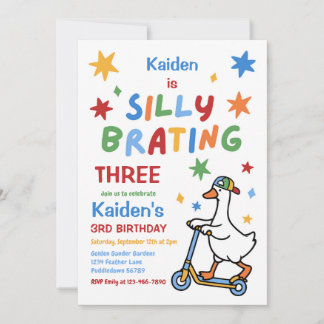 Silly Goose Boy Colourful 3rd Birthday Party Invitation