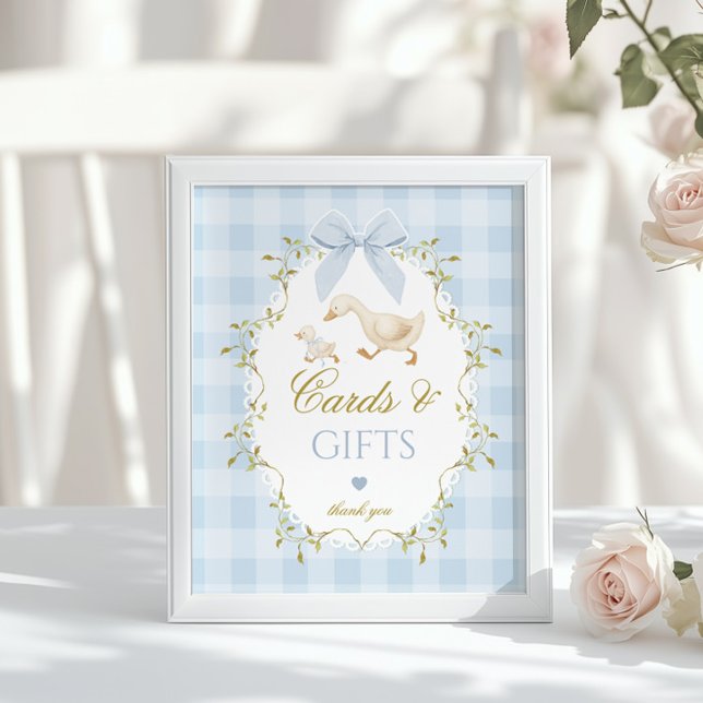 Silly Goose Cards and gifts Blue Bow Gingham Poster (Creator Uploaded)