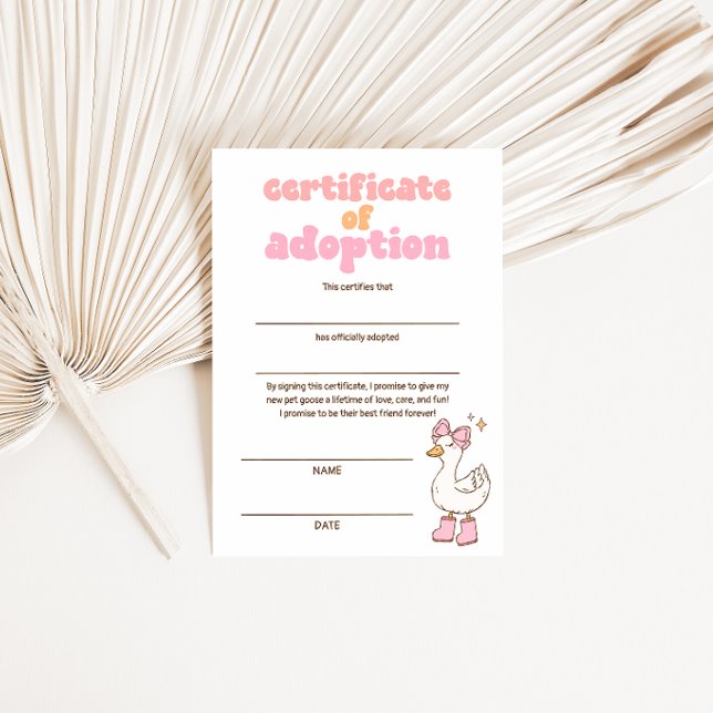Silly Goose Certificate of Adoption Invitation (Creator Uploaded)