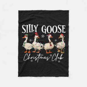 Silly Goose Christmas Club Funny Christmas Lights Fleece Blanket