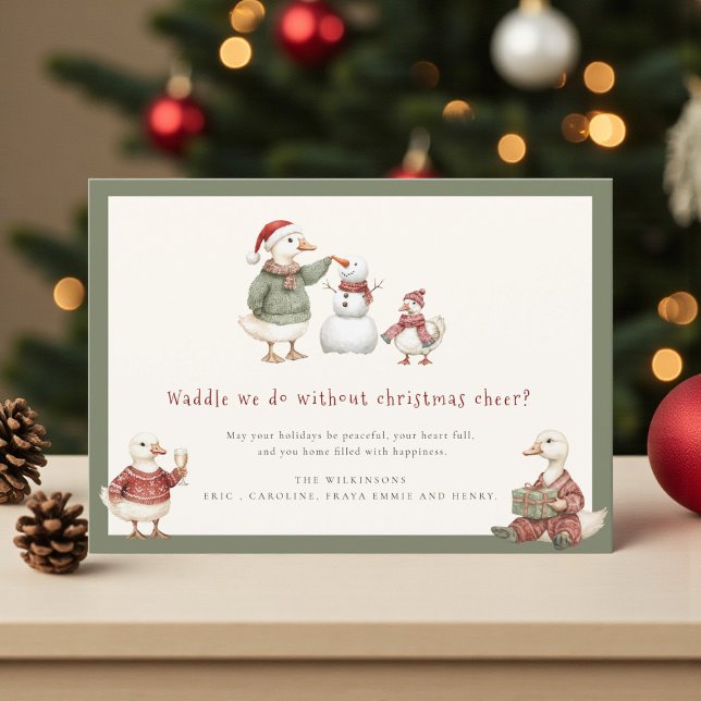 Silly Goose Christmas Snowman Watercolor  Holiday Card (Creator Uploaded)