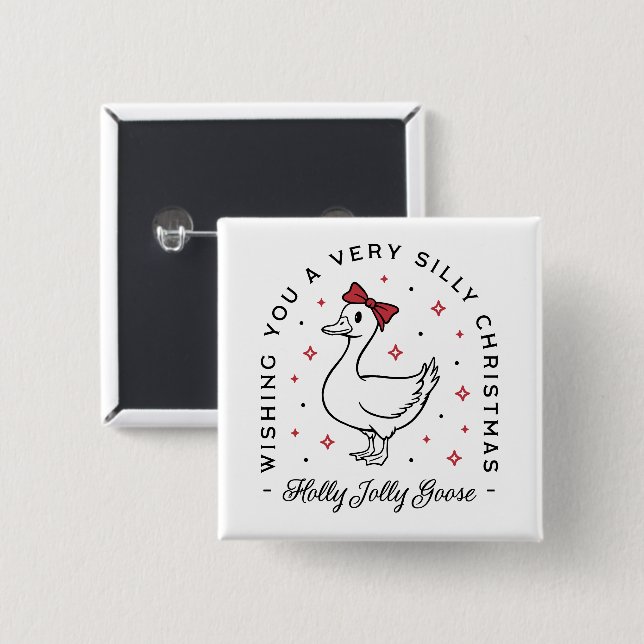 Silly goose Christmas wishes preppy coquette 15 Cm Square Badge (Front & Back)