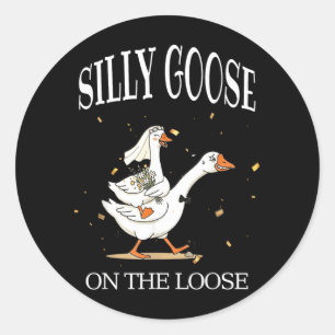 Silly Goose Couple On The Loose Wedding Fun Classic Round Sticker