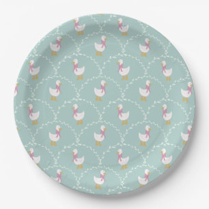 Silly Goose Cute Duck Pattern Blue Kids Party Paper Plate
