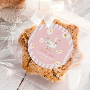 Silly Goose Daisy Girl 1st Birthday Party Classic Round Sticker