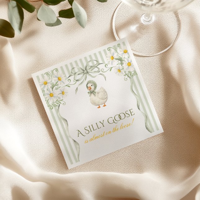 Silly Goose Daisy Sage Green Neutral Baby Shower Napkin (Creator Uploaded)