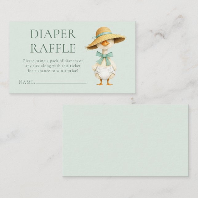 Silly Goose Diaper Raffle Sage Baby Shower  Enclosure Card (Front/Back)