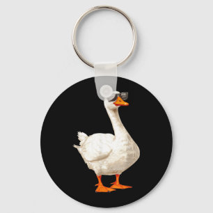 Silly Goose Duck wearing Sunglasses Funny Graphic Key Ring