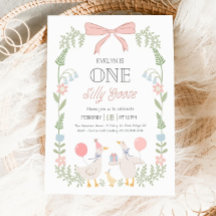 Silly Goose Editable First Year Invitation Floral