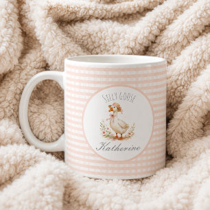 Silly Goose Elegant Pink Girls Custom Name Coffee Mug