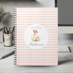 Silly Goose Elegant Pink Girls Custom Name Notebook