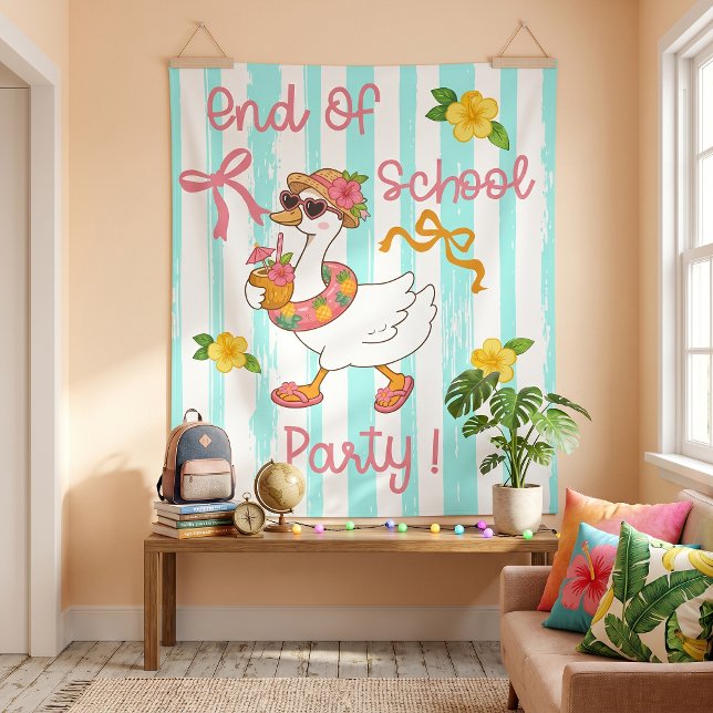 Silly Goose End Of School Party Stripes Tapestry (Creator Uploaded)