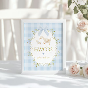 Silly Goose Favours Sage Blue Gingham Baby Shower Poster