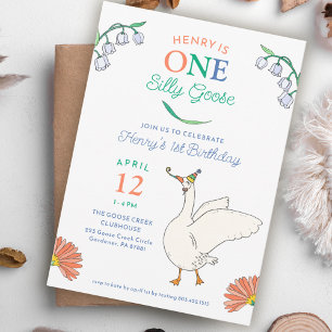 Silly Goose First Birthday Party Invitations