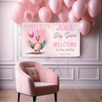 Silly Goose First Birthday Pink Girl Party Banner