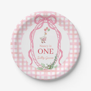 Silly Goose First Birthday Pink  Paper Plate