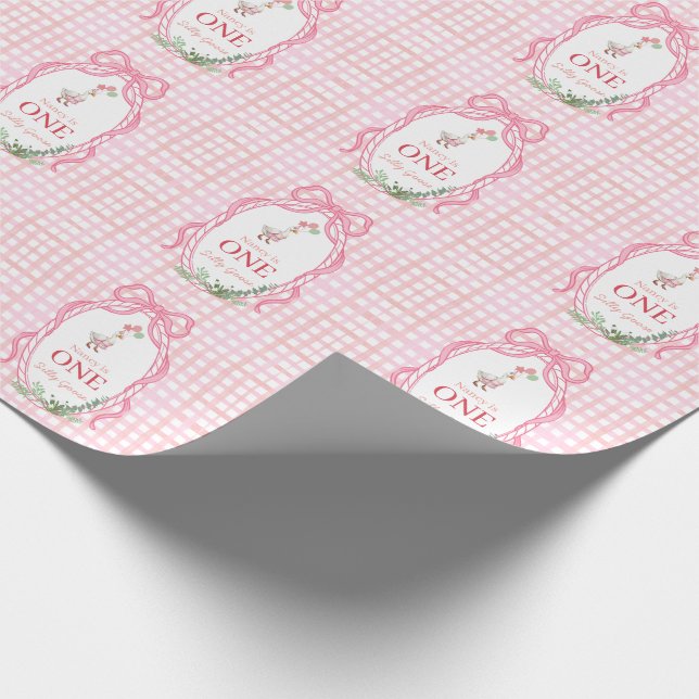 Silly Goose First Birthday Pink  Wrapping Paper (Corner)