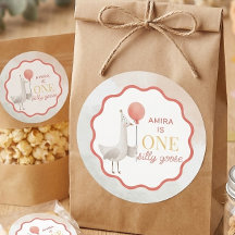 Silly Goose First Birthday Sticker Personalized