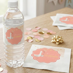 Silly Goose First Birthday Water Bottle Label Napkin