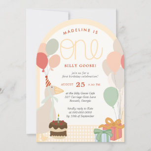 Silly Goose First Birthday – Whimsical Goose Party Invitation