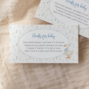 Silly Goose Floral Blue Baby Shower Books for Baby Enclosure Card