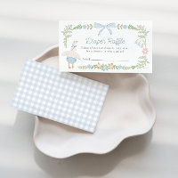 Silly Goose Floral Blue Bow Diaper Raffle
