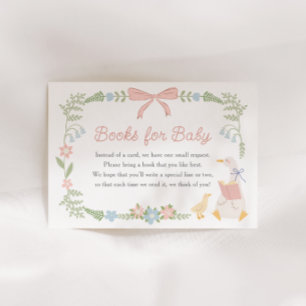 Silly Goose Floral Pink Bow Books for Baby Enclosure Card