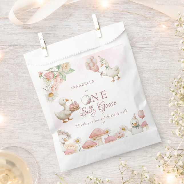 Silly Goose Flower Garden Mushroom 1st Birthday Favour Bags (Clipped)