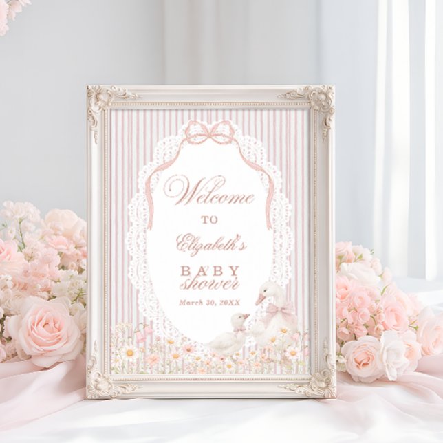 Silly Goose Flower Lace Girl Baby Shower Welcome Poster (Creator Uploaded)