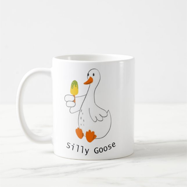 Silly goose, Funny Goose, Goose Lover Coffee Mug (Left)