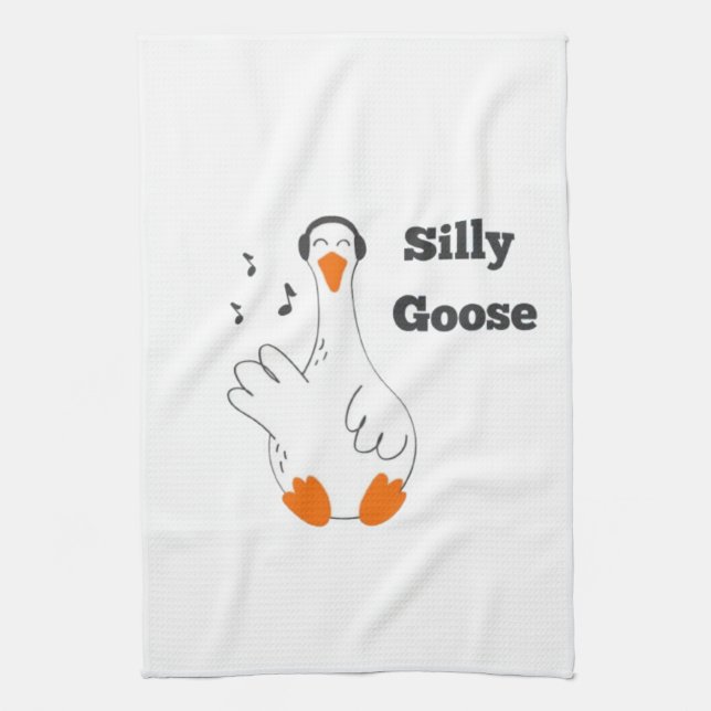 Silly goose, Funny Goose, Goose Lover Tea Towel (Vertical)