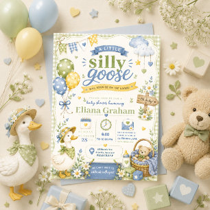 Silly Goose Gender Neutral Baby Shower flowers Inv Invitation
