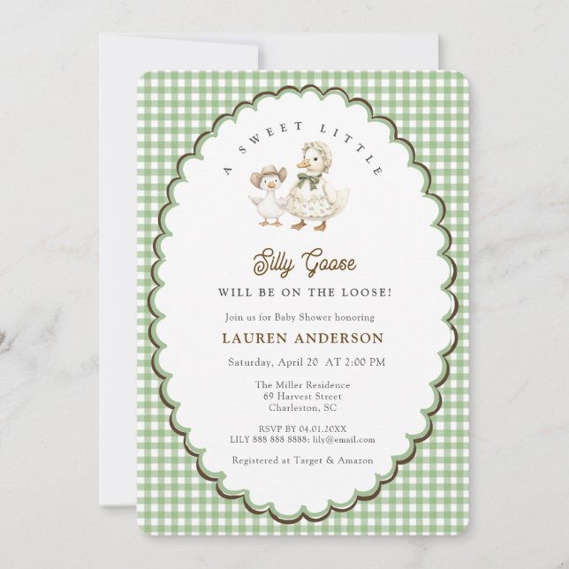 Silly Goose Gender neutral Baby shower Invitation (Front)