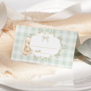 Silly Goose Gender Neutral Sage Gingham Place Card
