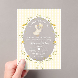 Silly Goose Gender neutral Whimsical Baby Shower Acrylic Invitations