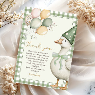 Silly Goose Gingham 1st Birthday Thank You Card