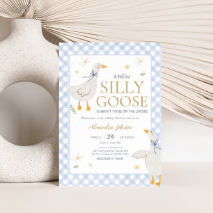 Silly Goose Gingham Baby Shower Invitation