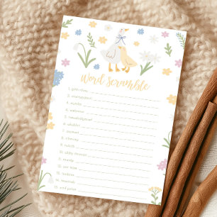 Silly Goose Gingham Baby Shower Word Scramble Game