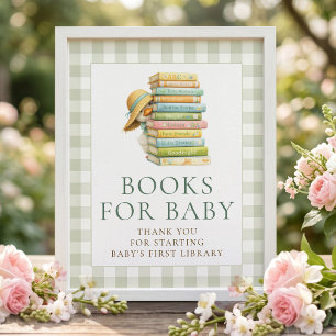 Silly Goose Gingham Books for Baby Shower Sign