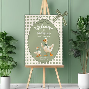 Silly Goose Gingham Bow Baby Shower Poster