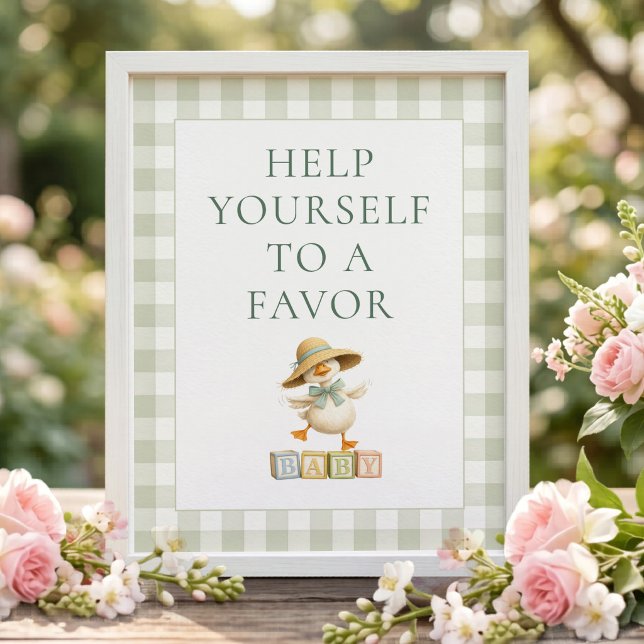 Silly Goose Gingham Favour Baby Shower Sign (Creator Uploaded)