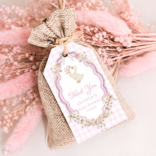 Silly Goose Gingham Girl Baby Shower Thank You Gift Tags