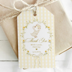 Silly Goose Gingham Kids Birthday Spring Thank you Gift Tags