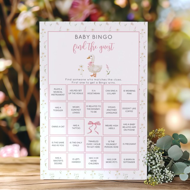 Silly Goose girl Baby Bingo Find the guest game (Creator Uploaded)