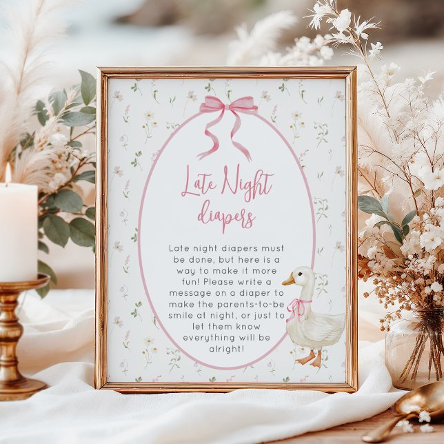 Silly Goose Girl Baby Shower Late Night diapers Poster (Creator Uploaded)